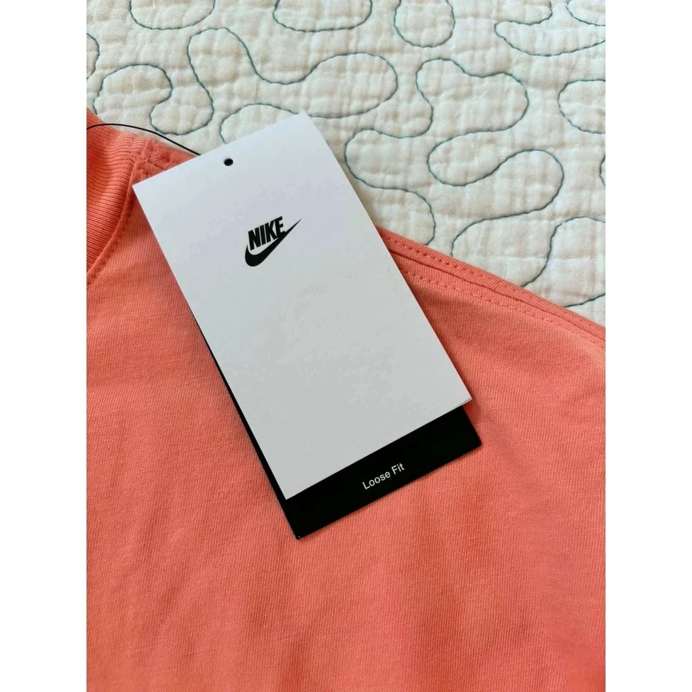 Nike Girls Sip The Tea T-Shirt‎ Peach Westie Dog Short Sleeve Size Large